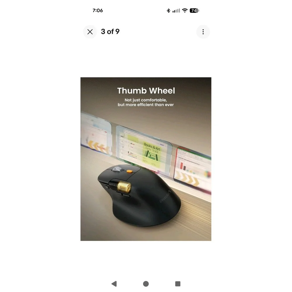 ProtoArc EM25 Ergonomic Mouse with Fast‎ Scrolling, 2.4G Wireless + 2* Bluetooth